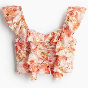 h&m linen blend cropped top - nwt